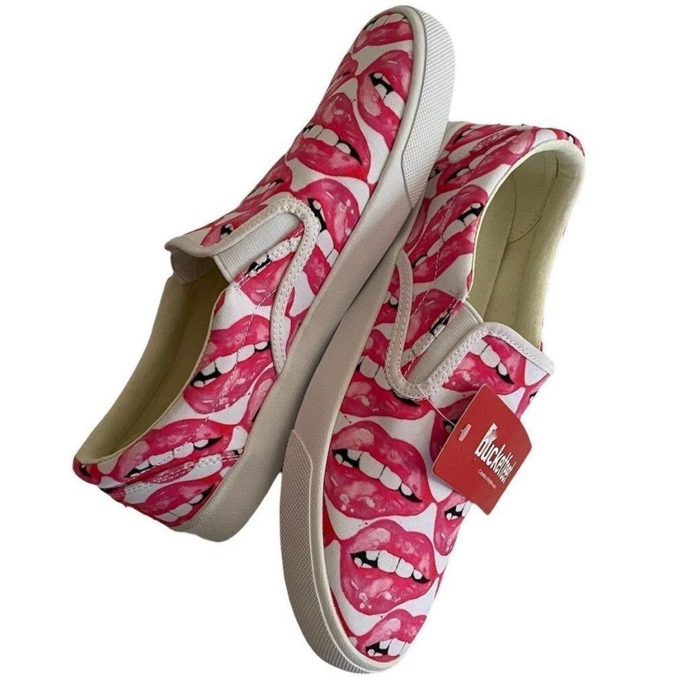 Bucket Feet Lip Service Print Slip On Shoes